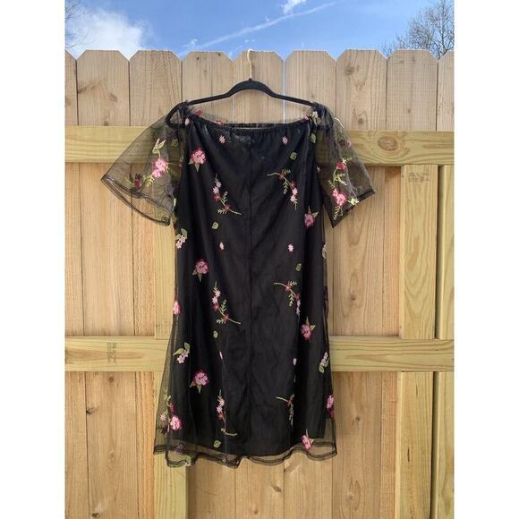 MLLE GABRIELLE floral summer day beach dress Sz XL black sheer embroidered‎ - Picture 7 of 7